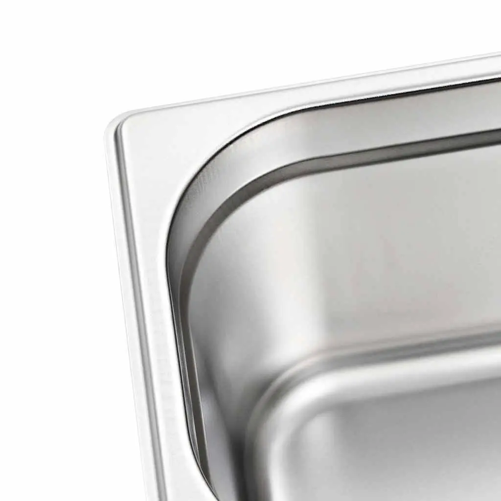 Gastronorm Containers Steam Table Pans GN 1/3 150 mm Silver 4 Piece