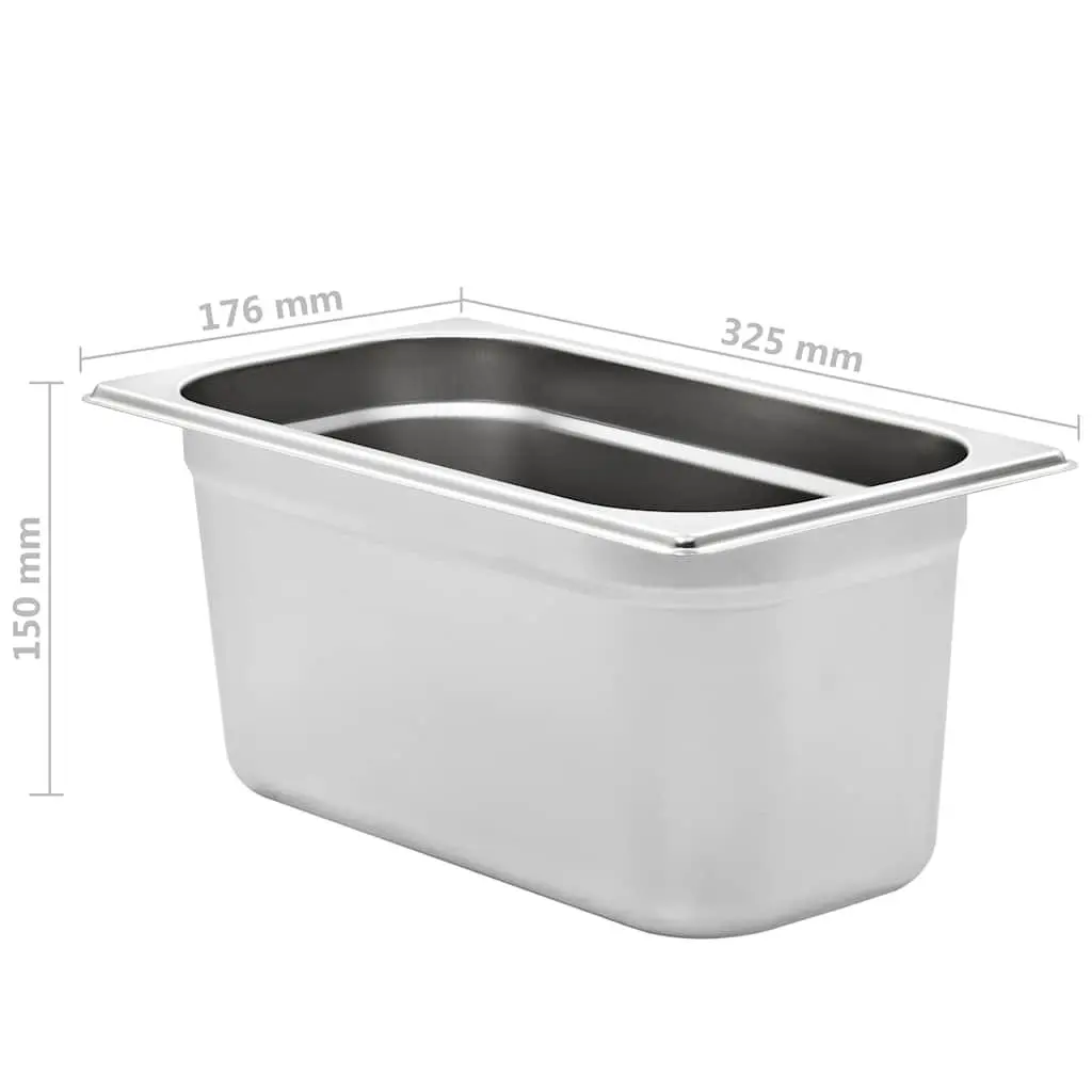Gastronorm Containers Steam Table Pans GN 1/3 150 mm Silver 4 Piece