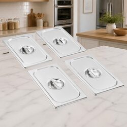 Versatile 4 Pack GN 1/3 Pan Lids in Stainless Steel