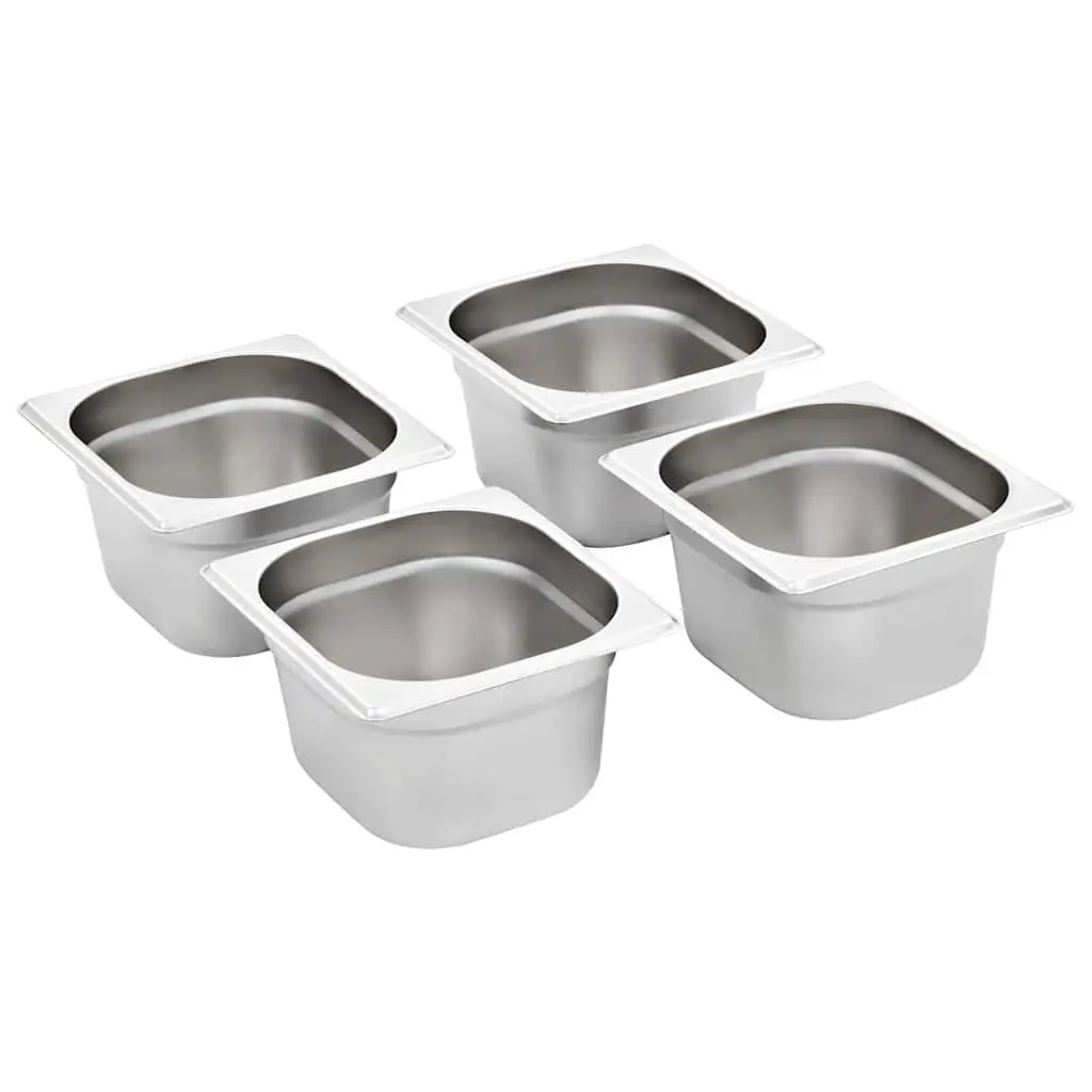 Gastronorm Pans Stackable Silver 100 mm GN 1/6 for Home and Professional Kitchen Use Set of 12
