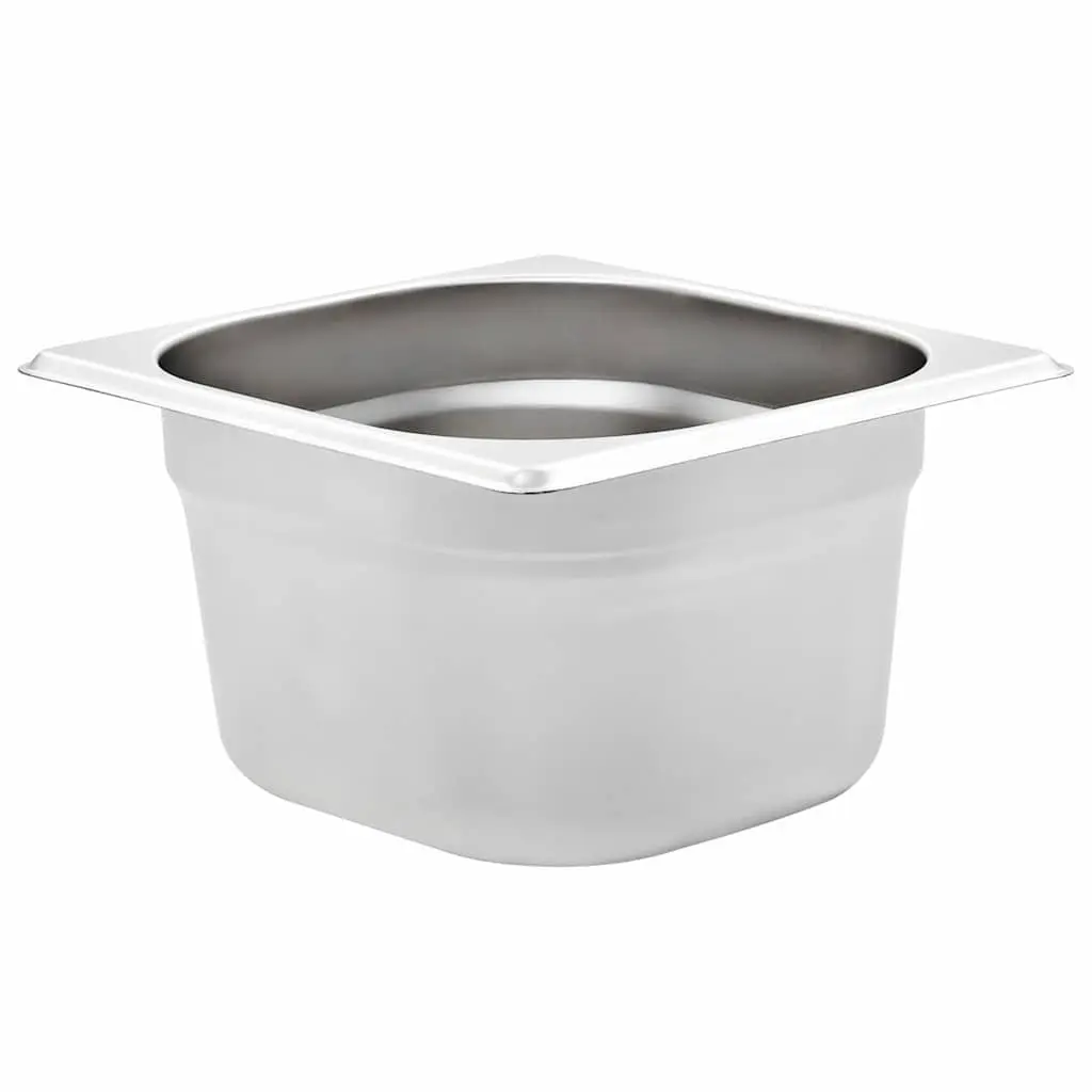 Gastronorm Pans Stackable Silver 100 mm GN 1/6 for Home and Professional Kitchen Use Set of 12