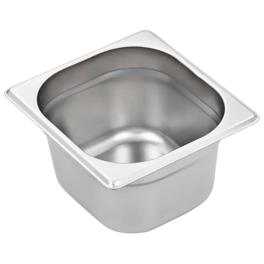 Gastronorm Pans Stackable Silver 100 mm GN 1/6 for Home and Professional Kitchen Use Set of 12