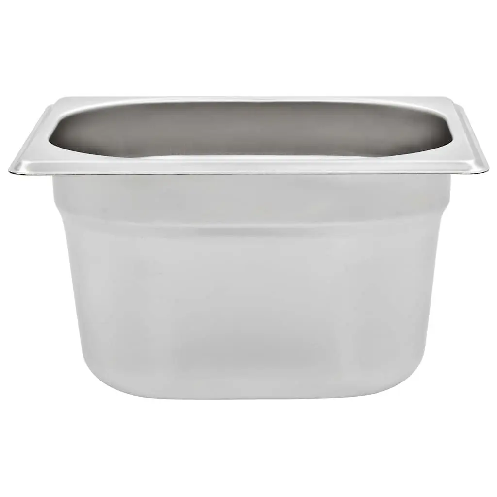Gastronorm Pans Stackable Silver 100 mm GN 1/6 for Home and Professional Kitchen Use Set of 12