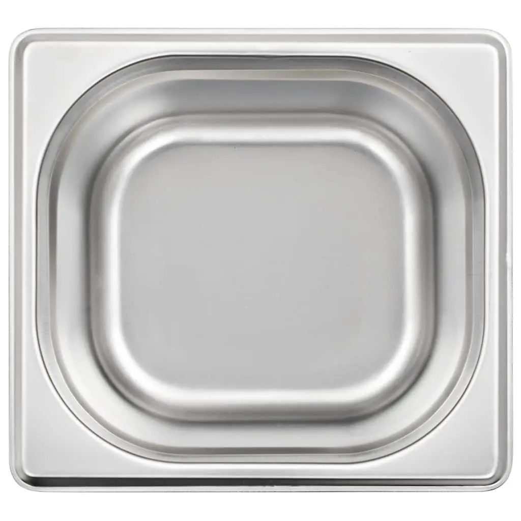 Gastronorm Pans Stackable Silver 100 mm GN 1/6 for Home and Professional Kitchen Use Set of 12