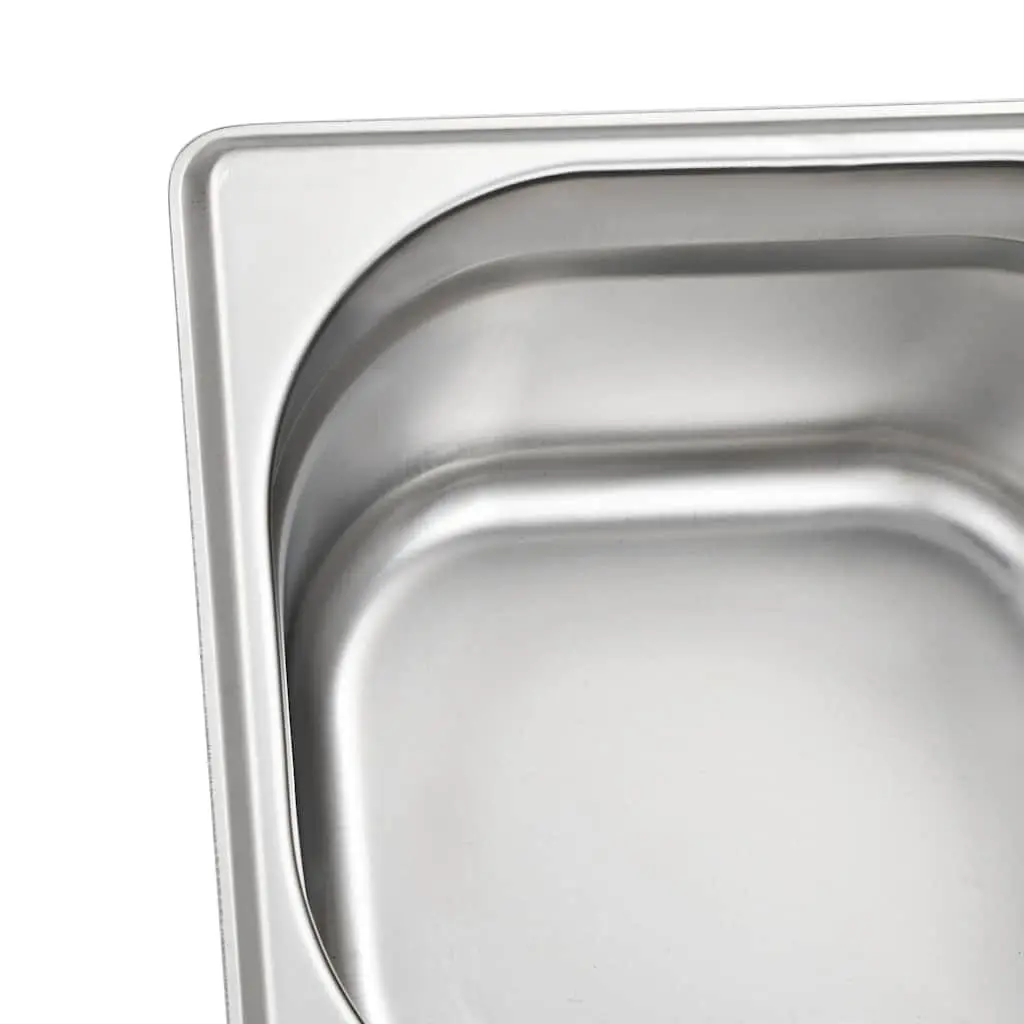 Gastronorm Pans Stackable Silver 100 mm GN 1/6 for Home and Professional Kitchen Use Set of 12