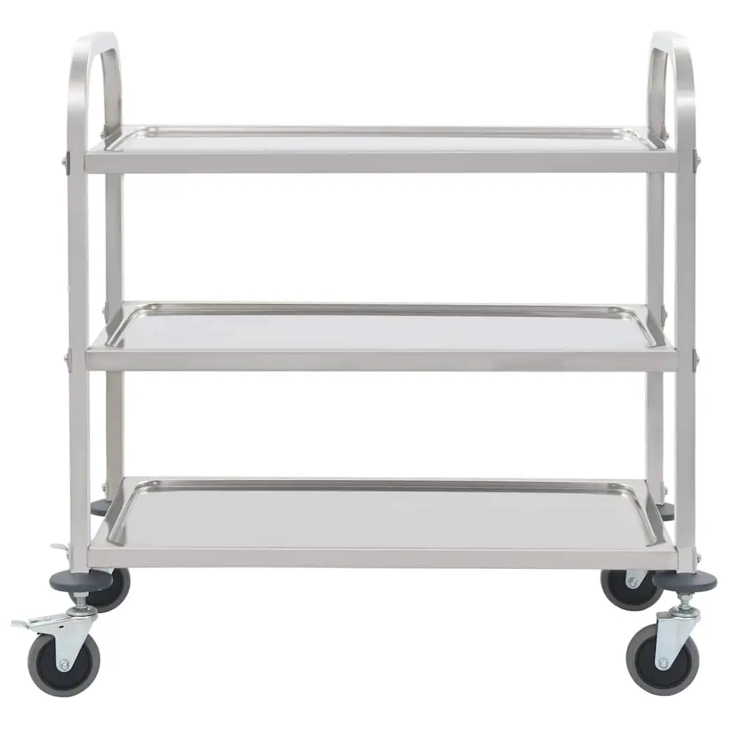 3-Tier Kitchen Trolley Stainless Steel Rolling Service Cart Dining Storage