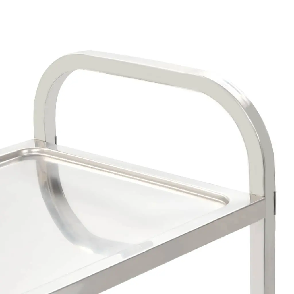 Stainless Steel 3-Tier Kitchen Trolley Service Cart with Braking Castors Silver 95x45x83.5cm