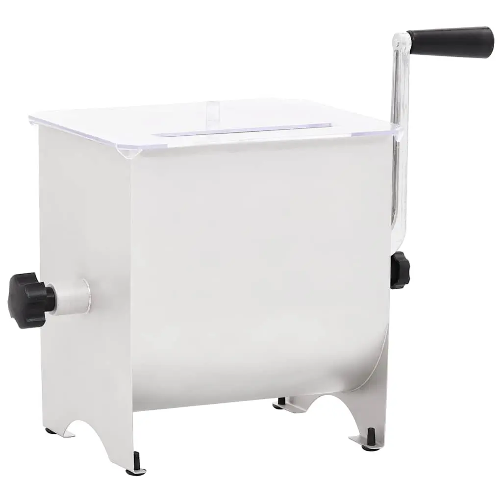 Manual Meat Mixer Stainless Steel Food Blender 5kg Capacity with Clear Lid and Large Crank Handle for Home Kitchen