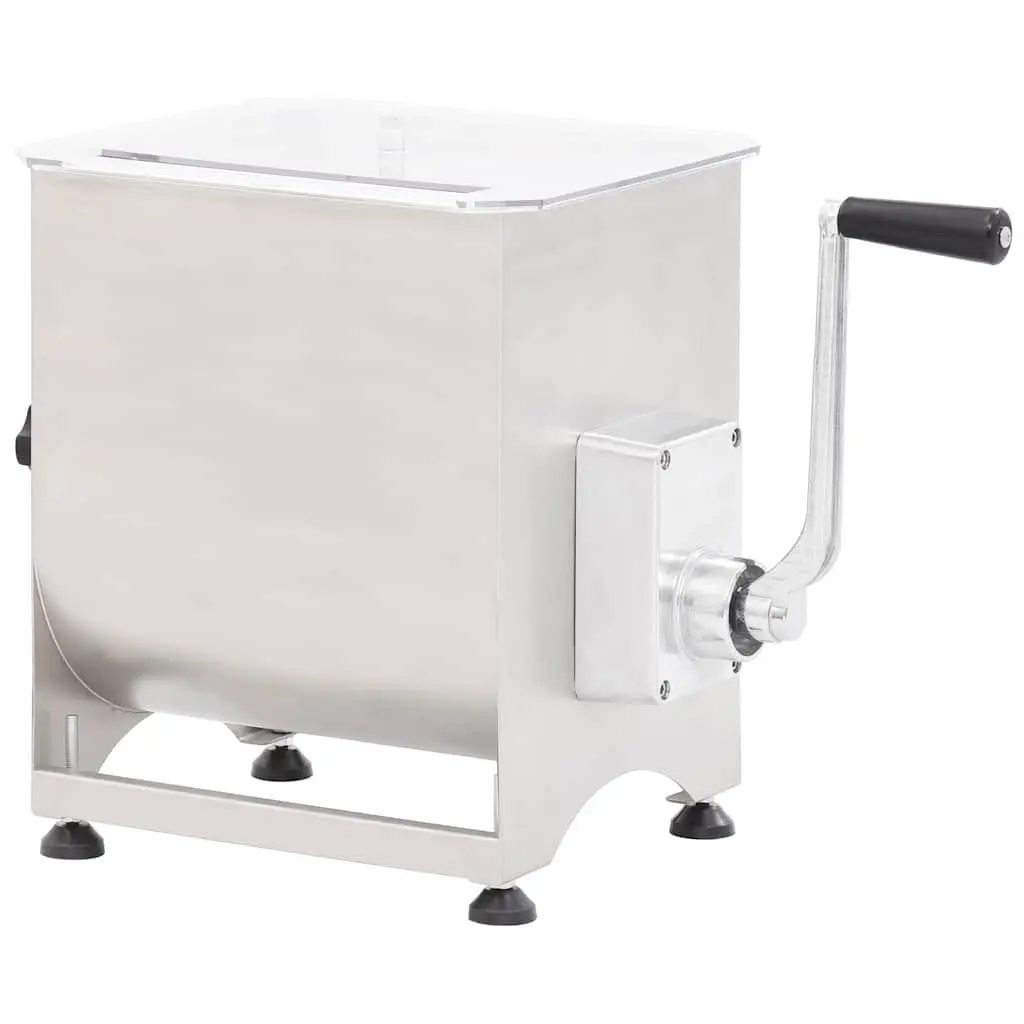 Manual Meat Mixer Stainless Steel Gear Box 44 lb Capacity Silver for Home and Professional Use