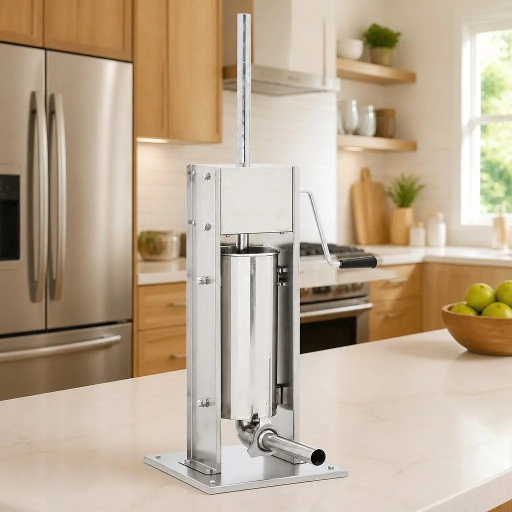 Manual 5L Sausage Stuffer Hand Crank Stainless Steel Kitchen Appliance Removable Hopper