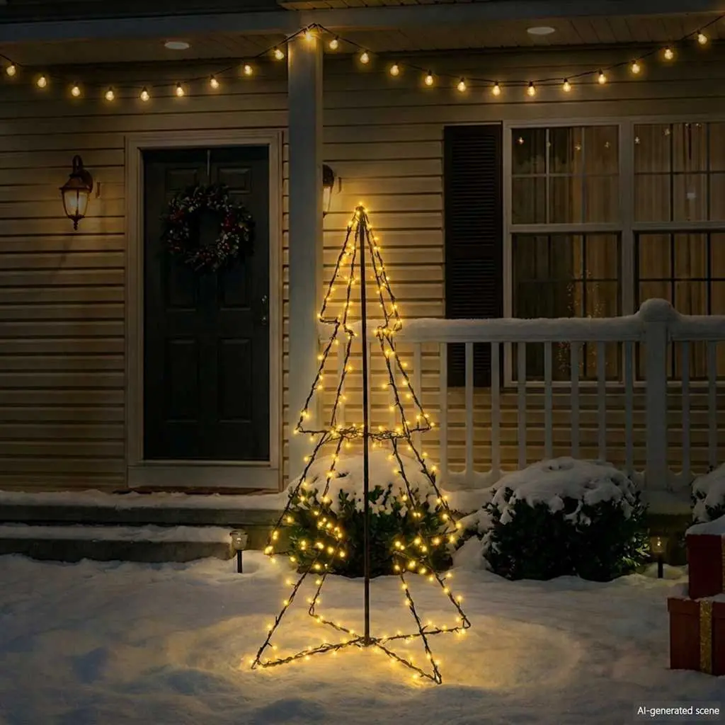 Christmas Cone Tree 160 LEDs White 78x120cm Indoor Outdoor Decoration Light