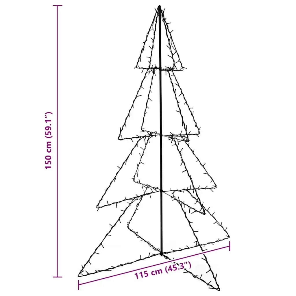 Christmas Cone Tree 240 LEDs White 115x150 cm Indoor Outdoor Decoration Light