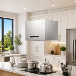 Island Range Hood 55cm Touch Sensor LCD Stainless Steel Ceiling Mount Kitchen