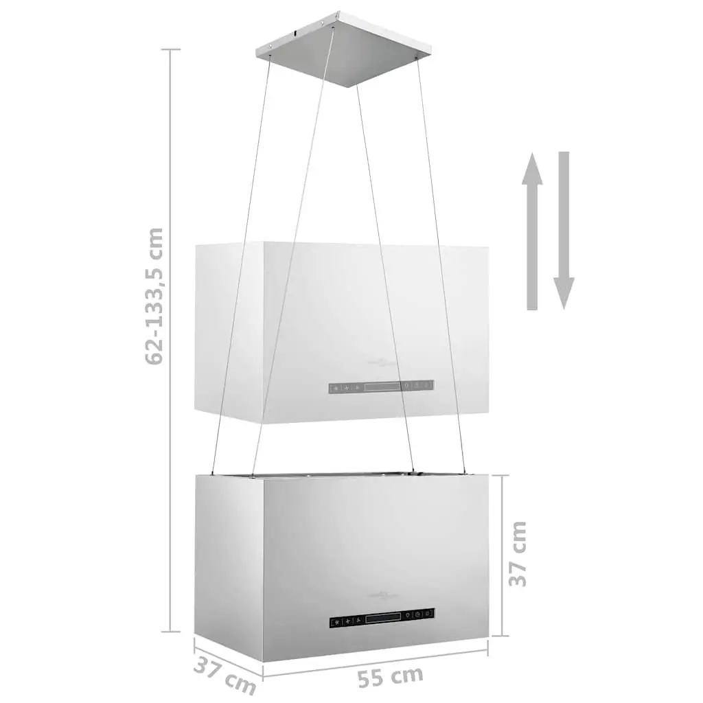 Island Range Hood Stainless Steel 55cm Ceiling Mounted Silver