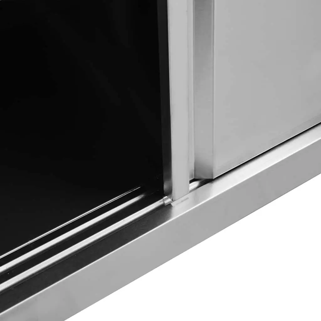Stainless Steel Worktable with Enclosed Sliding Door Storage 100x50x95-97cm for Commercial Kitchen