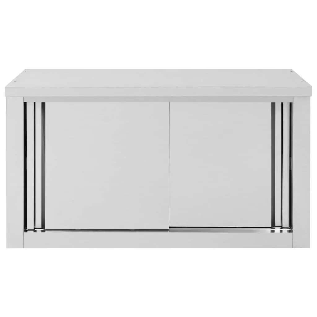 Kitchen Cabinet Stainless Steel Wall-Mounted 90x40x50cm Grey Sliding Doors