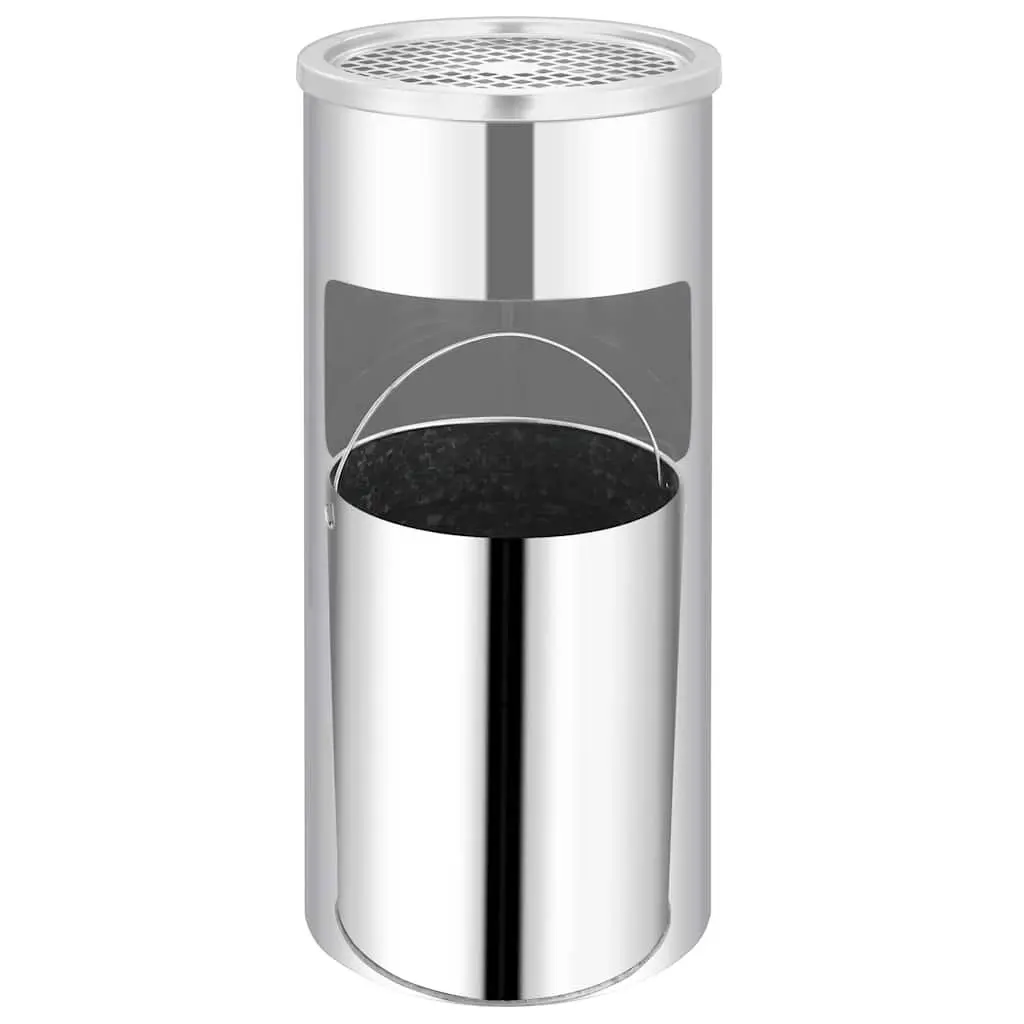 Wall Ashtray Dustbin Stainless Steel 26L Silver Mounted Smoking Accessories