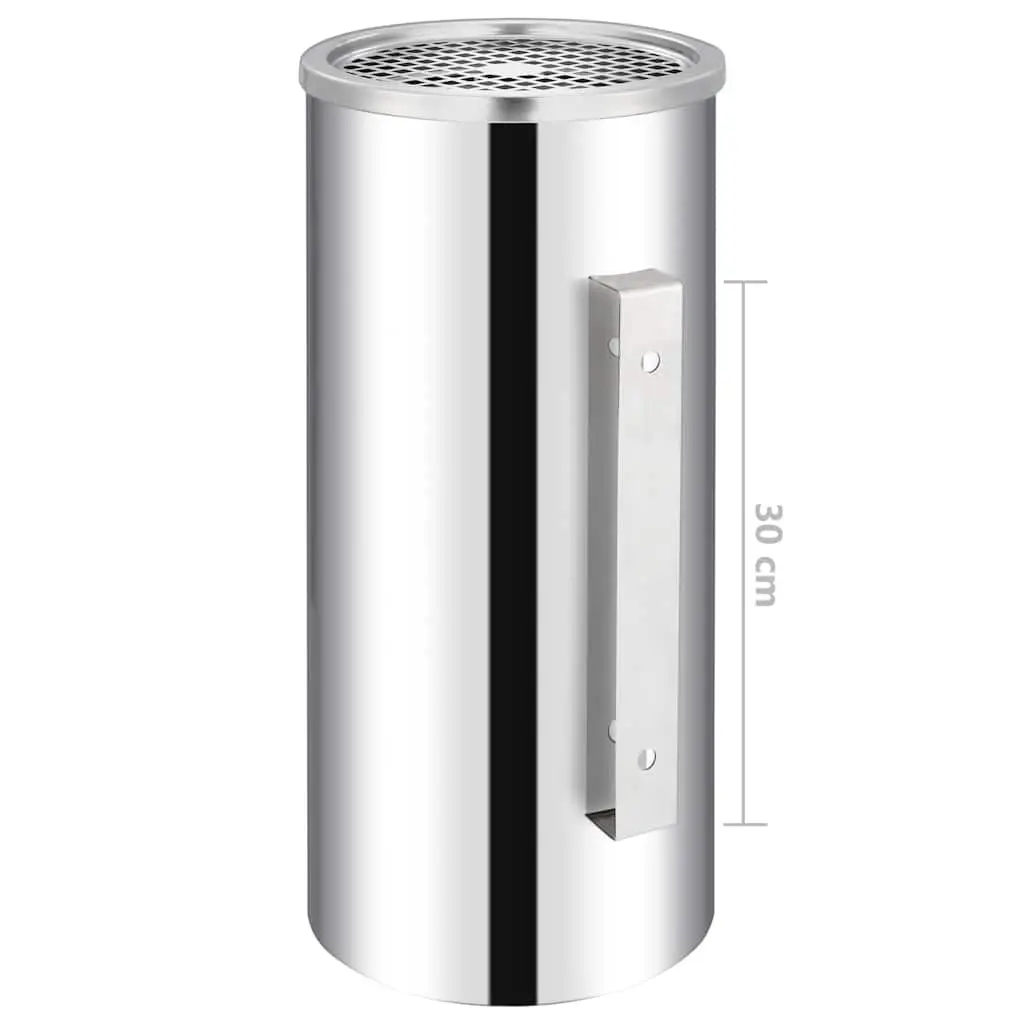 Wall Ashtray Dustbin Stainless Steel 26L Silver Mounted Smoking Accessories