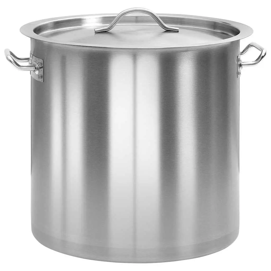 Large Stock Pot 35L Stainless Steel Cookware for Soups and Stews in Silver Finish