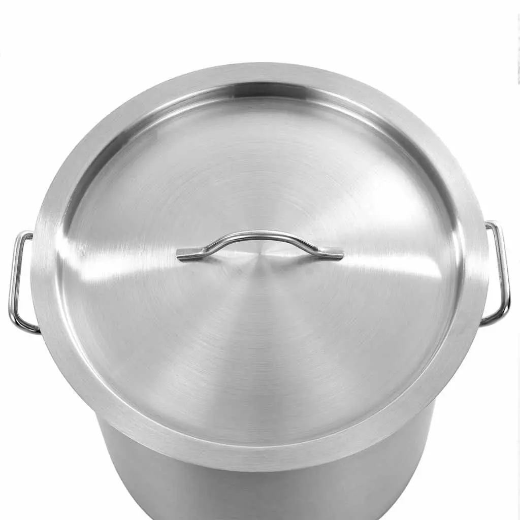 Large Stock Pot 35L Stainless Steel Cookware for Soups and Stews in Silver Finish