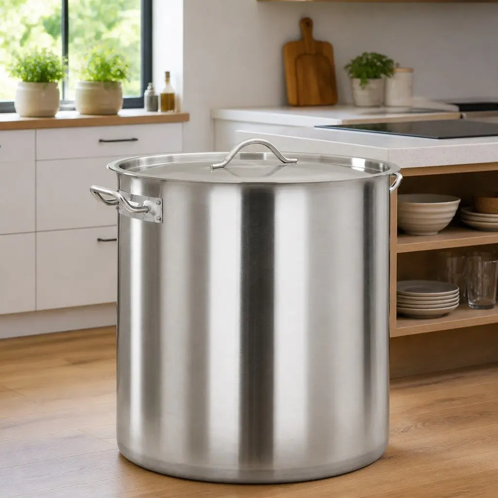 Stock Pot Stainless Steel 50L Large Silver Cookware