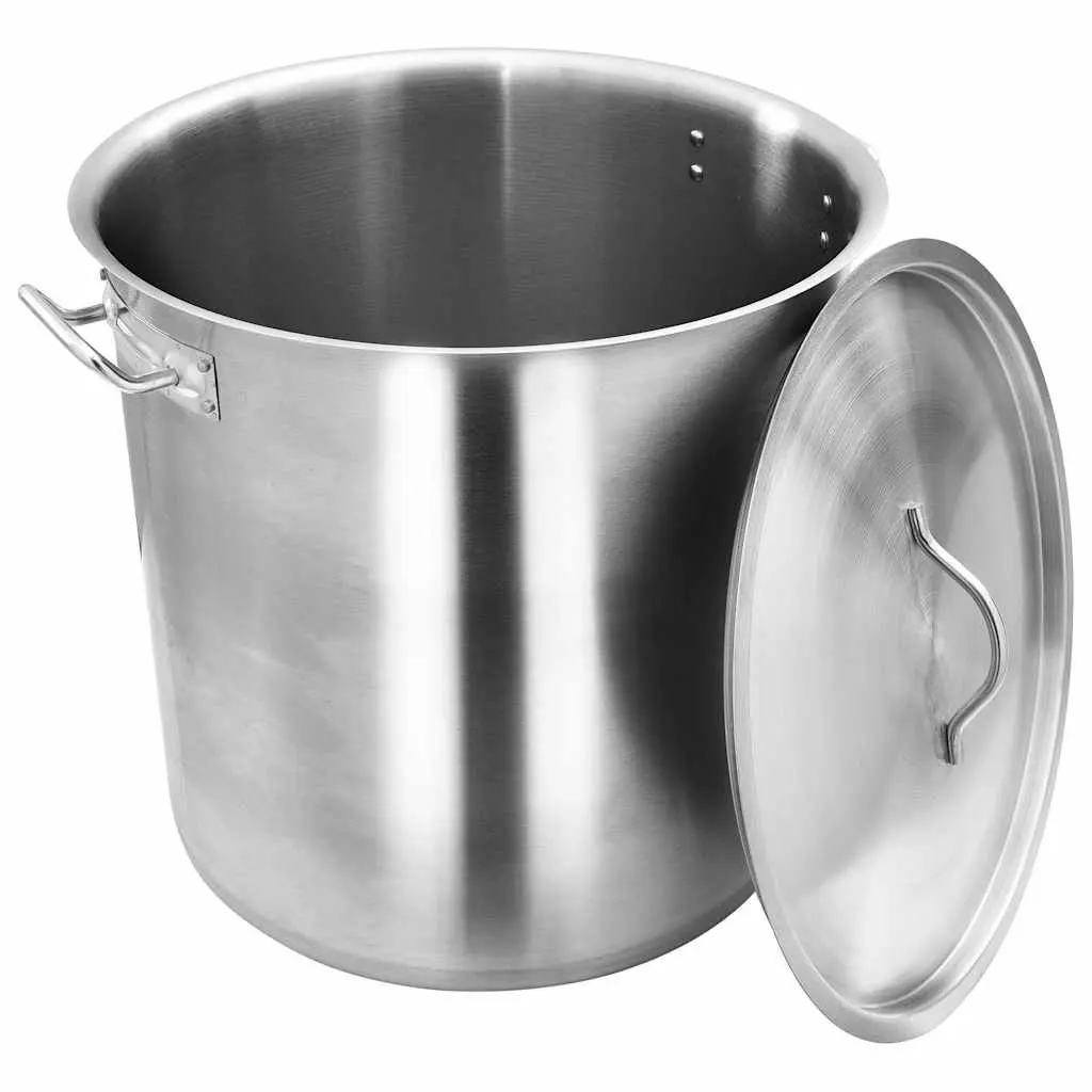 Stock Pot Stainless Steel 50L Large Silver Cookware