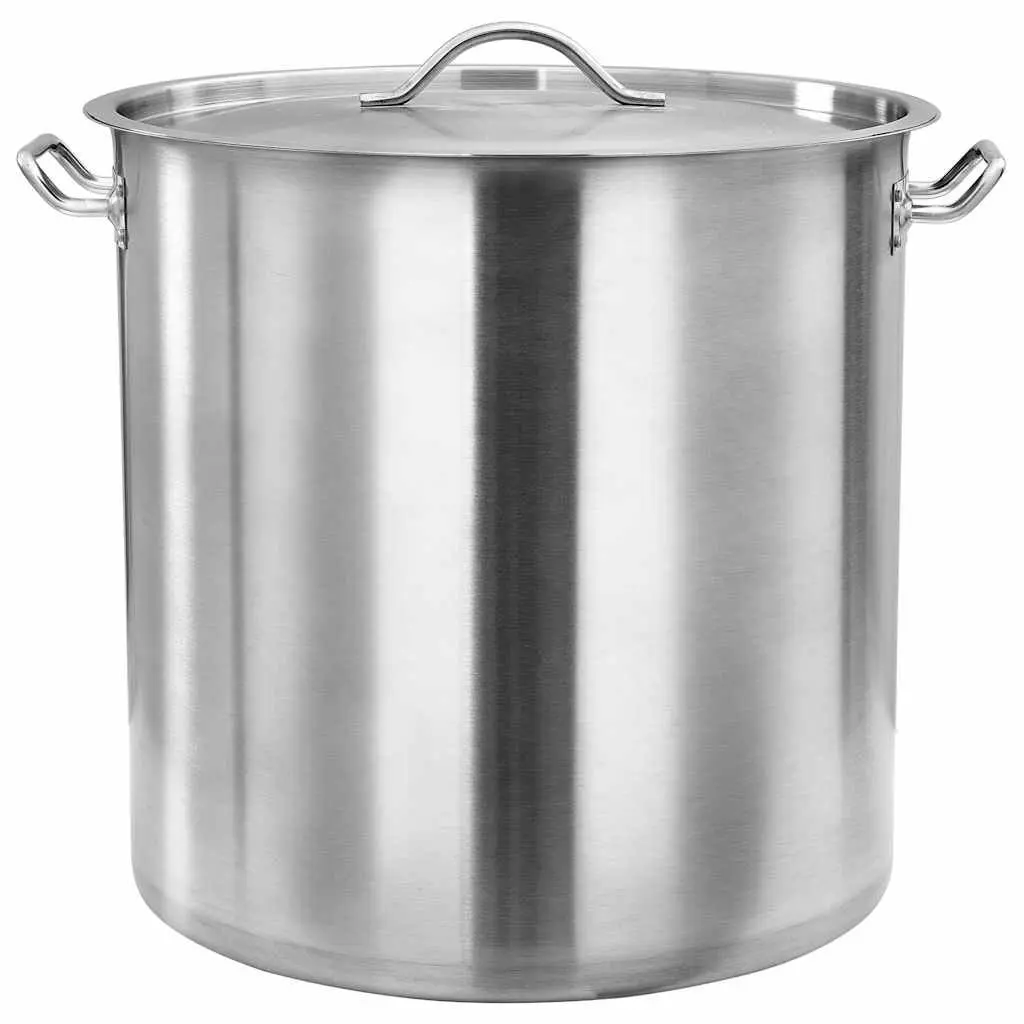 Large Capacity Stock Pot Stainless Steel 71L Silver Professional Kitchen Cooking Pot