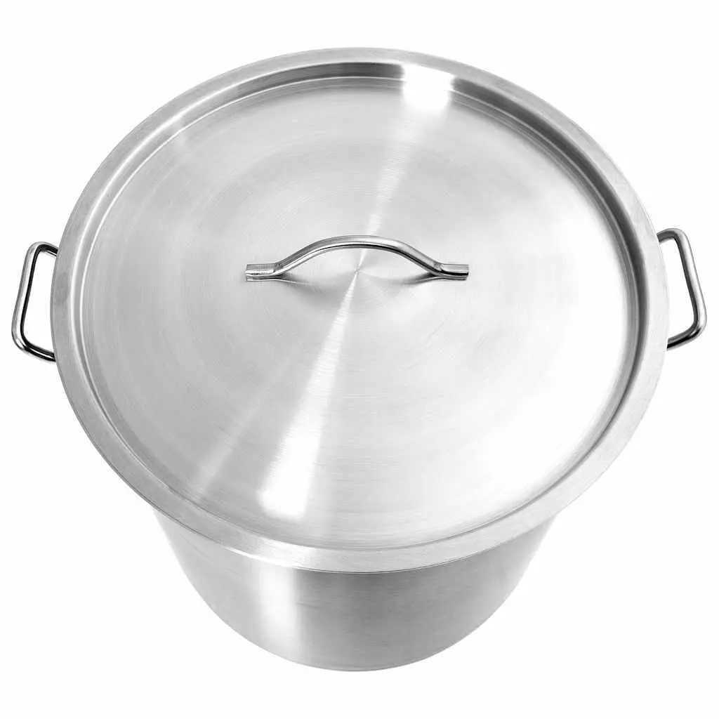 Large Capacity Stock Pot Stainless Steel 71L Silver Professional Kitchen Cooking Pot