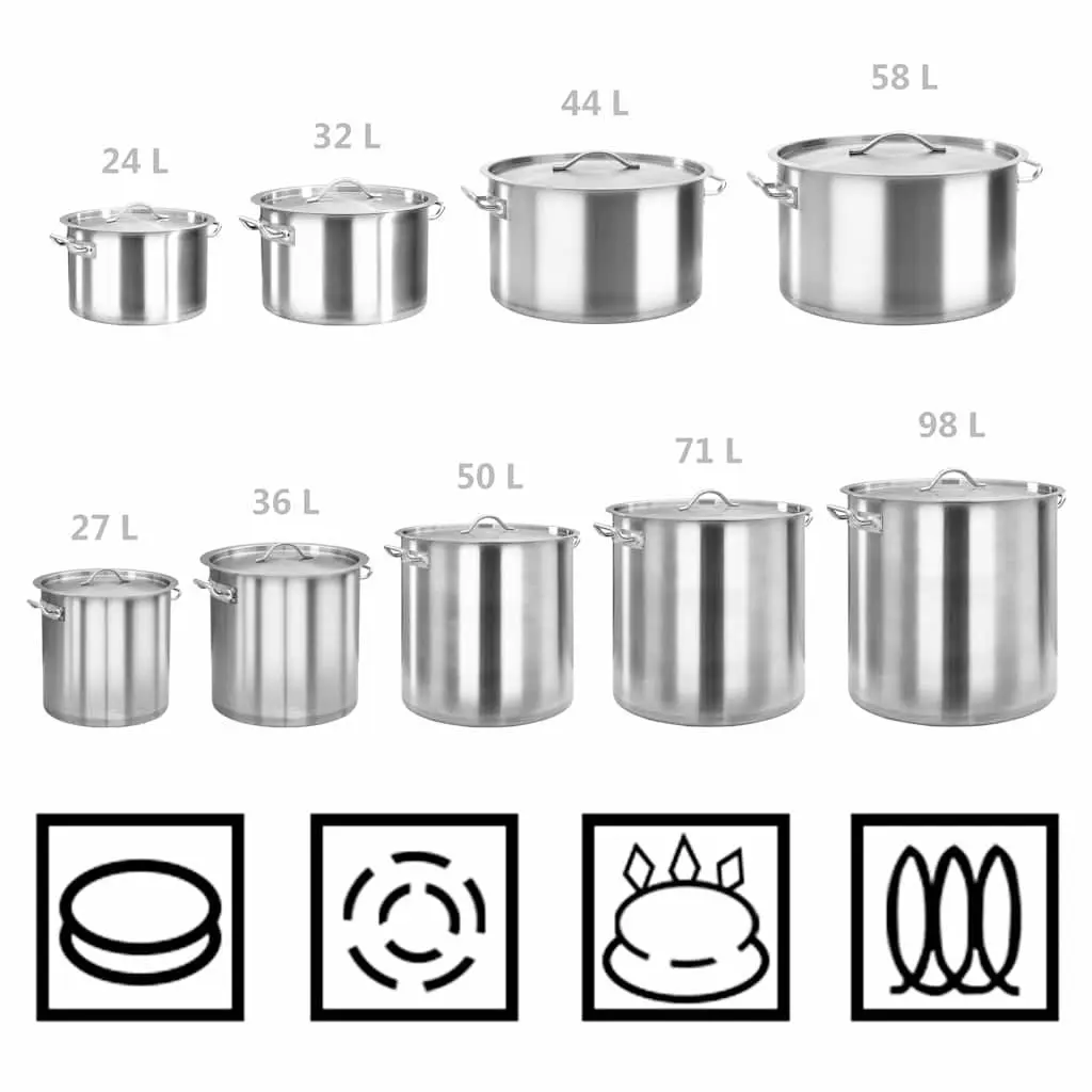 Stock Pot Stainless Steel 50x50cm 98L Silver
