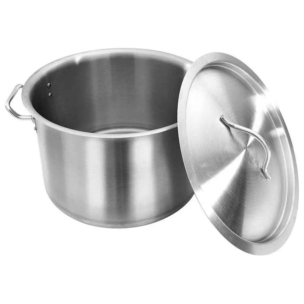 Large Stockpot Stainless Steel 24L 36x24cm Silver Cooking Kitchen Cookware