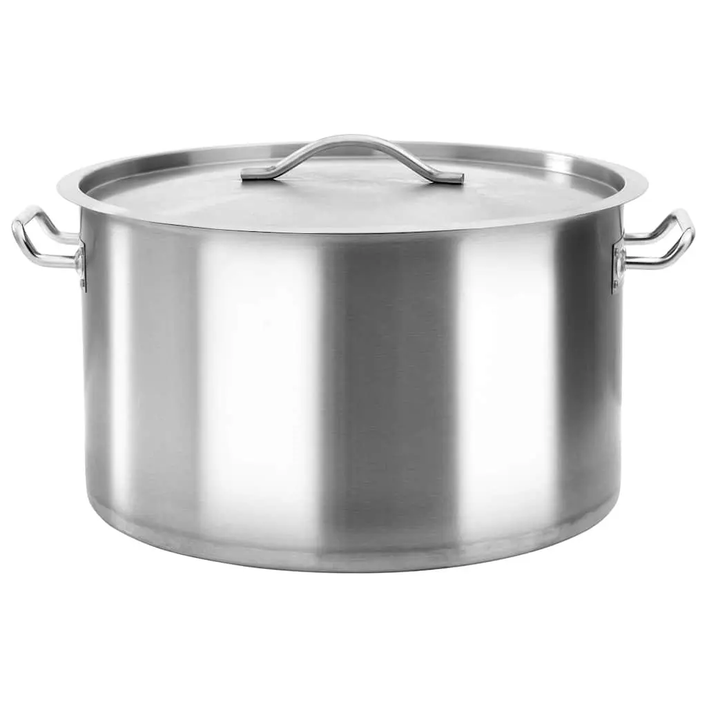 Stainless Steel Stock Pot 44L Large Cooking Pot for Soups Stews Sauces Silver Kitchen Cookware