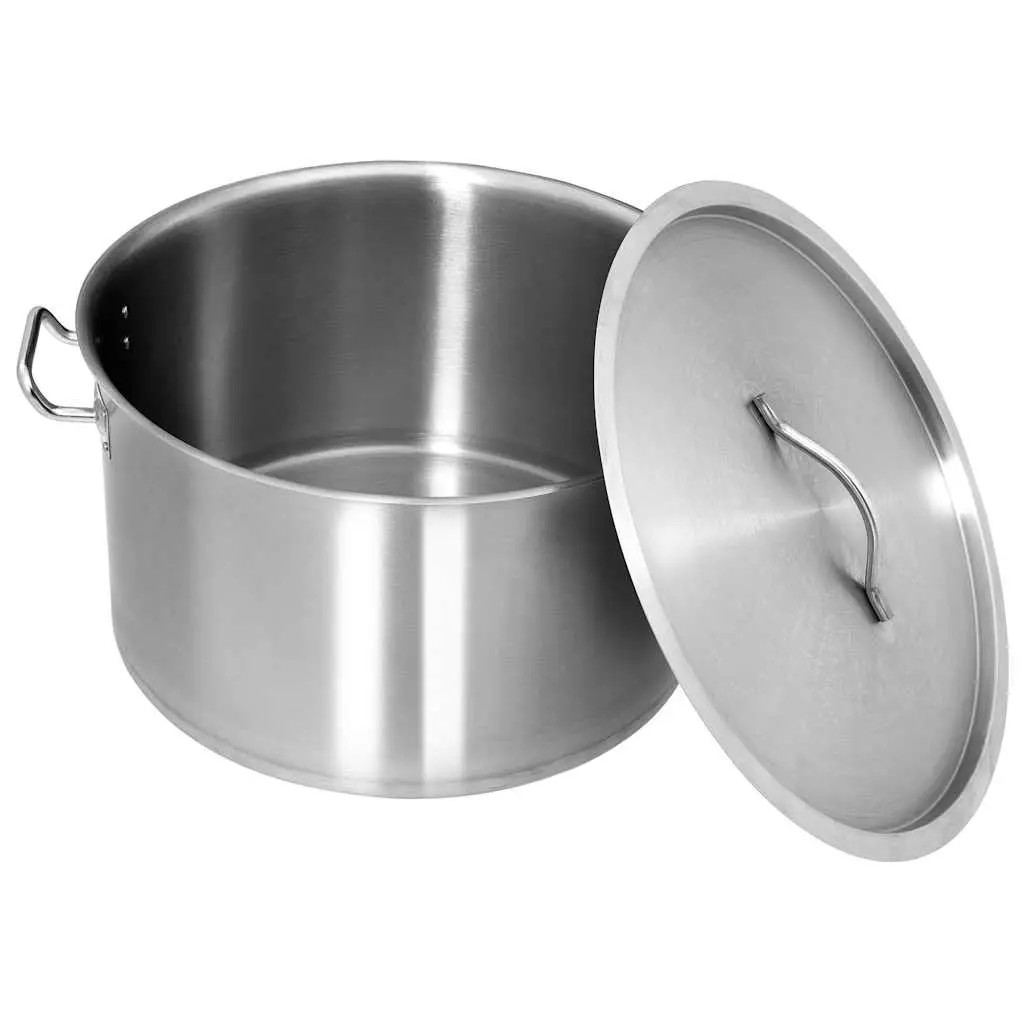 Stainless Steel Stock Pot 44L Large Cooking Pot for Soups Stews Sauces Silver Kitchen Cookware
