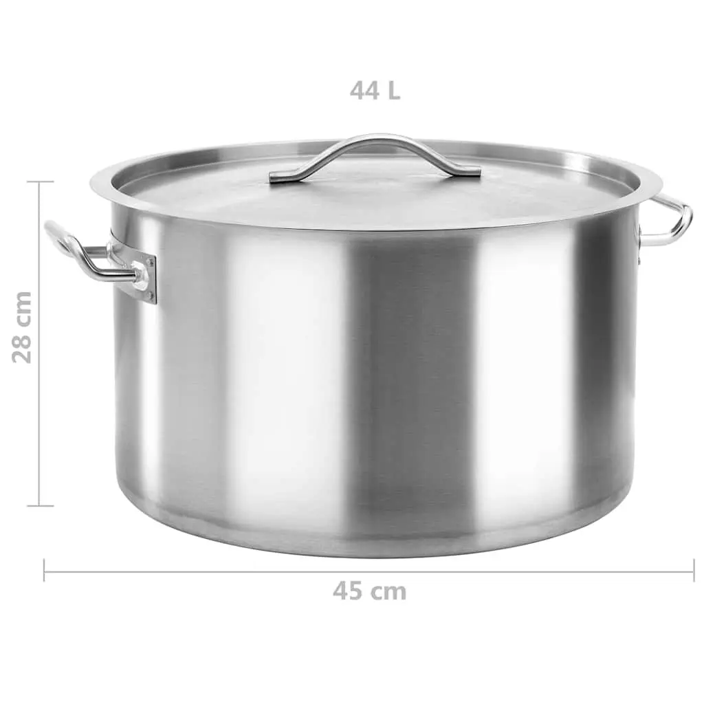 Stainless Steel Stock Pot 44L Large Cooking Pot for Soups Stews Sauces Silver Kitchen Cookware