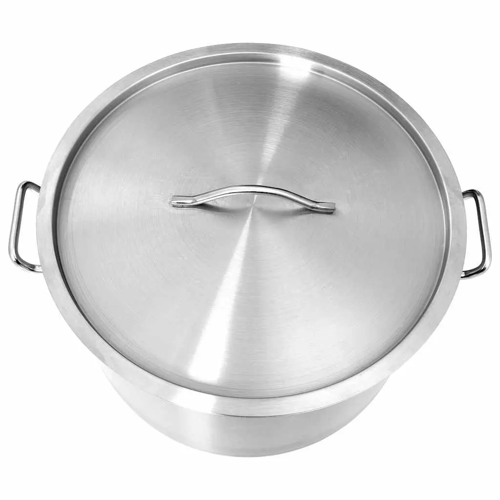 58L Stock Pot Stainless Steel Silver Large Cooking Pot for Professional Kitchen