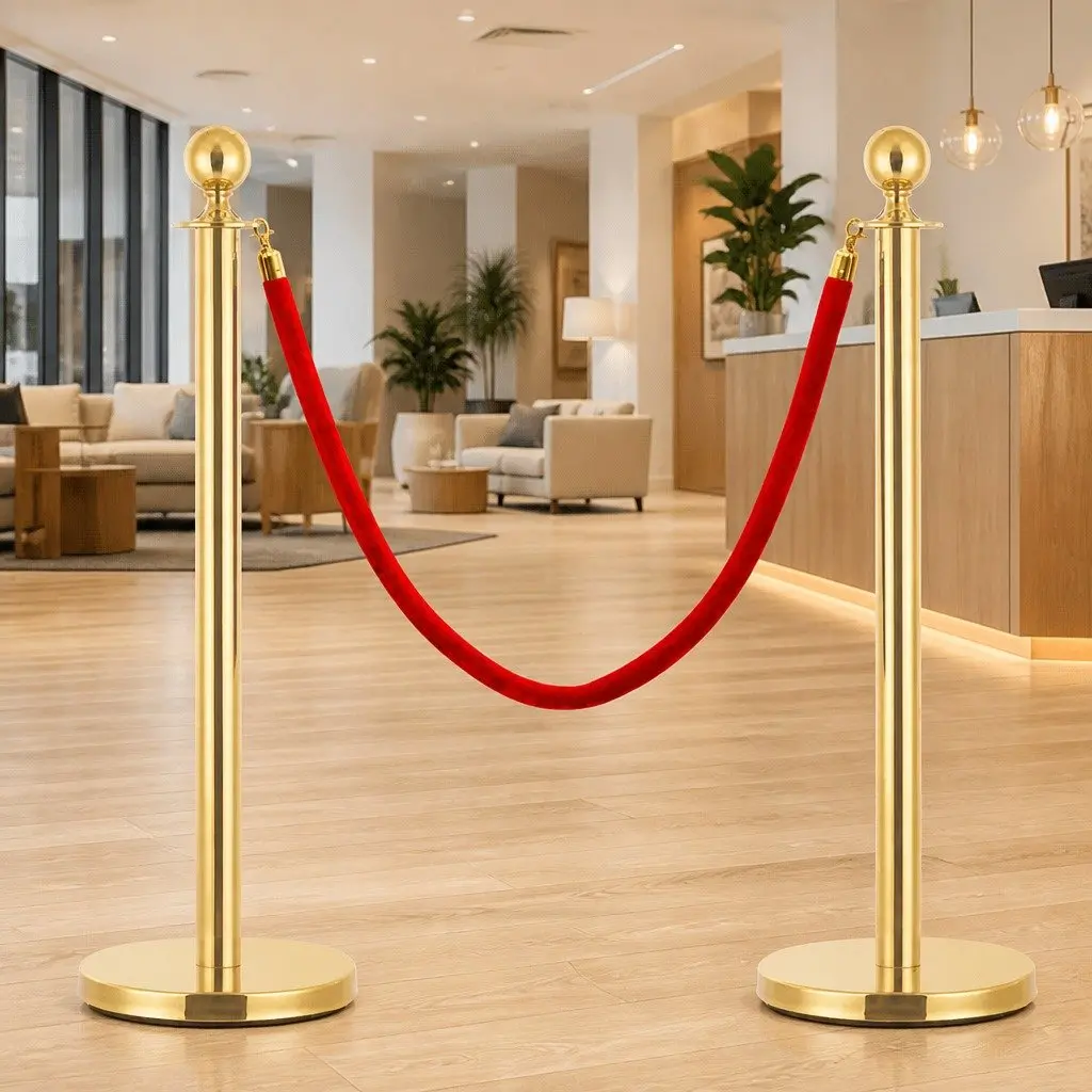 Velvet Stanchion Rope Red Foam Core 6 Feet Crowd Control Barrier Queue Line Safety