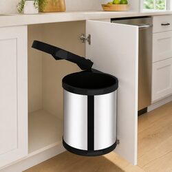 Built-in Kitchen Waste Bin 12L Silver Automatic Lid Cupboard Mount Rubbish