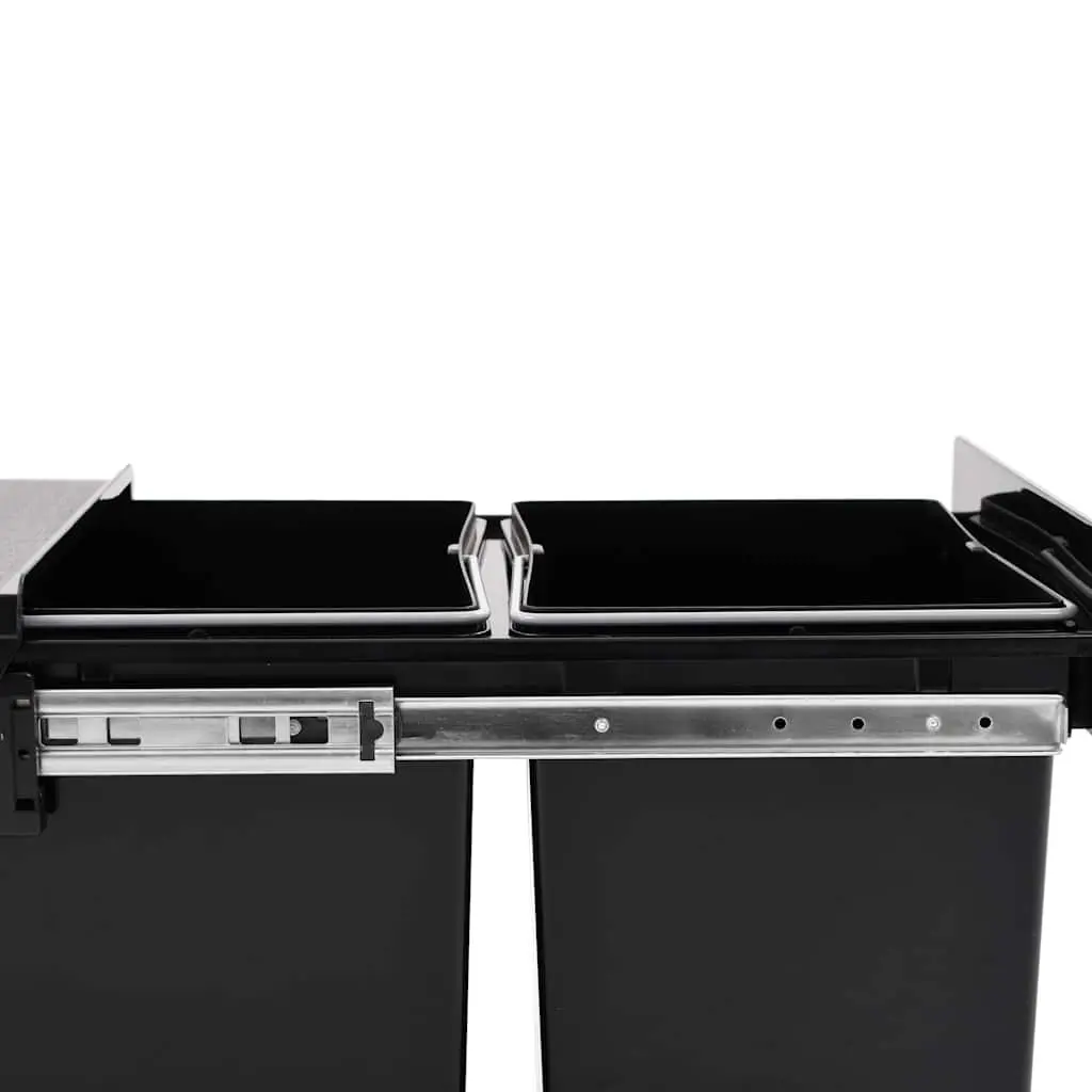 Kitchen Cupboard Pull-Out Waste Bin Soft-Close 20L Black Rubbish Container