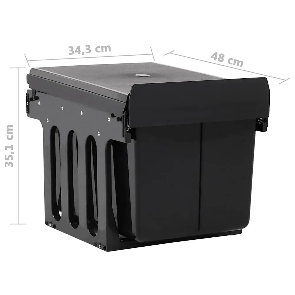 Kitchen Waste Bin Pull-out Dustbin Soft-Close 48L Black