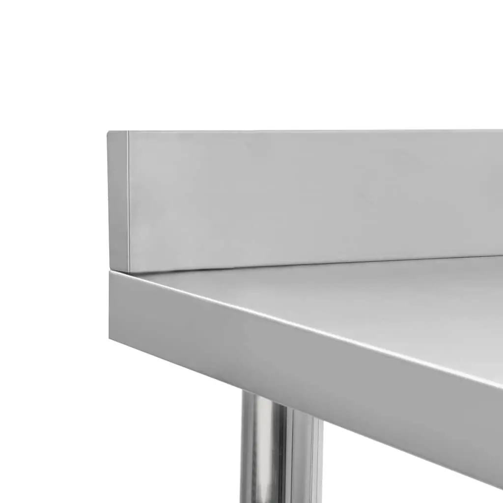 Stainless Steel Work Table with Backsplash and Bottom Shelf for Commercial Kitchen 100x60x93cm