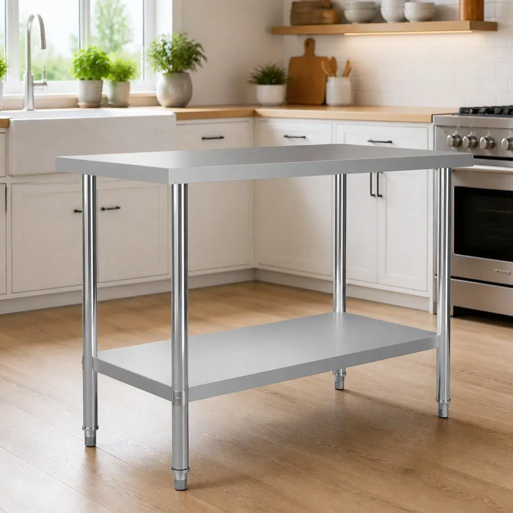 Stainless Steel Work Table Commercial Kitchen Food Prep Table 120 x 60 x 85 cm