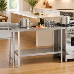 Stainless Steel Kitchen Work Table for Busy Environments 120x60x93cm