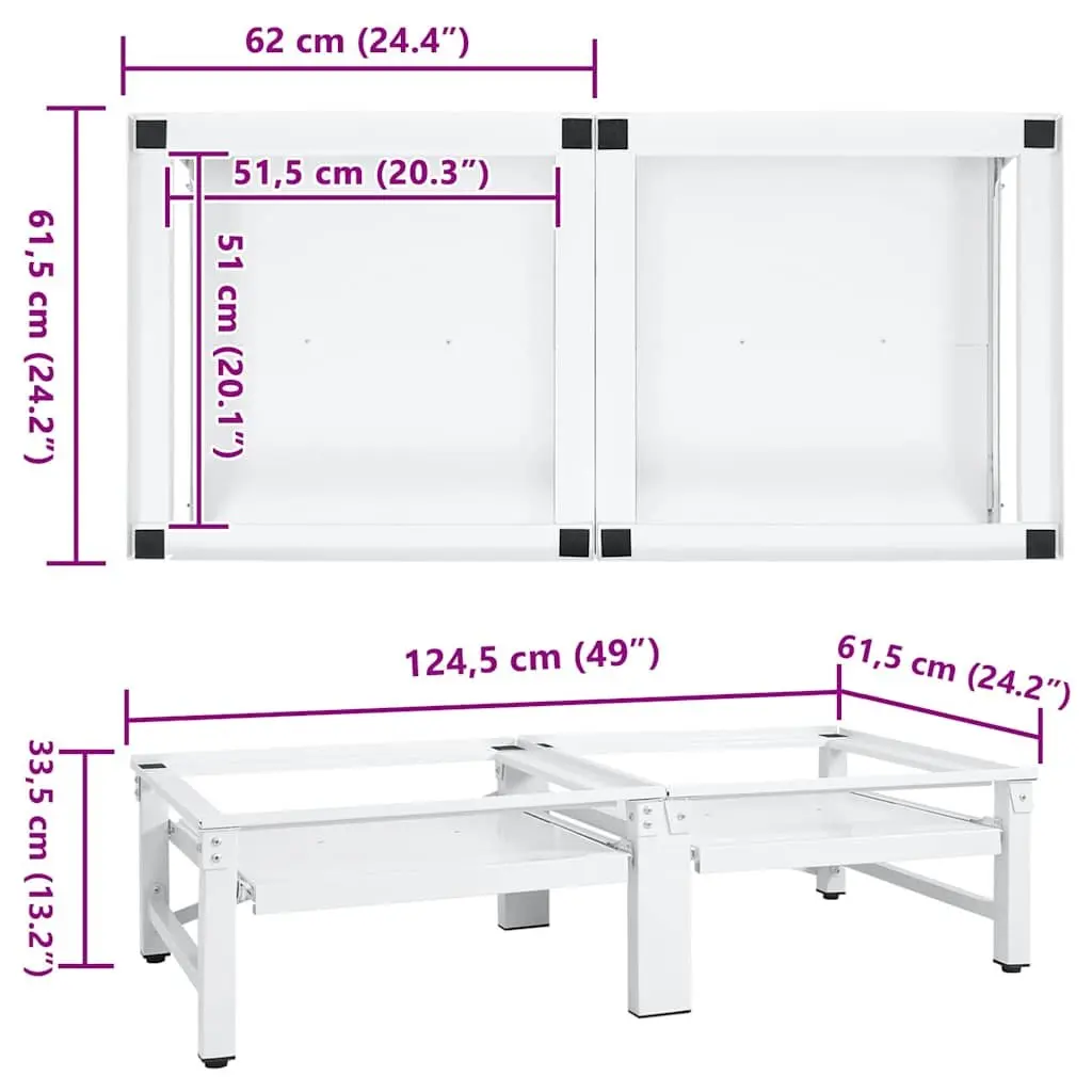 Washing Machine Dryer Pedestal Steel Height Adjustable with Pull-out Storage Shelves