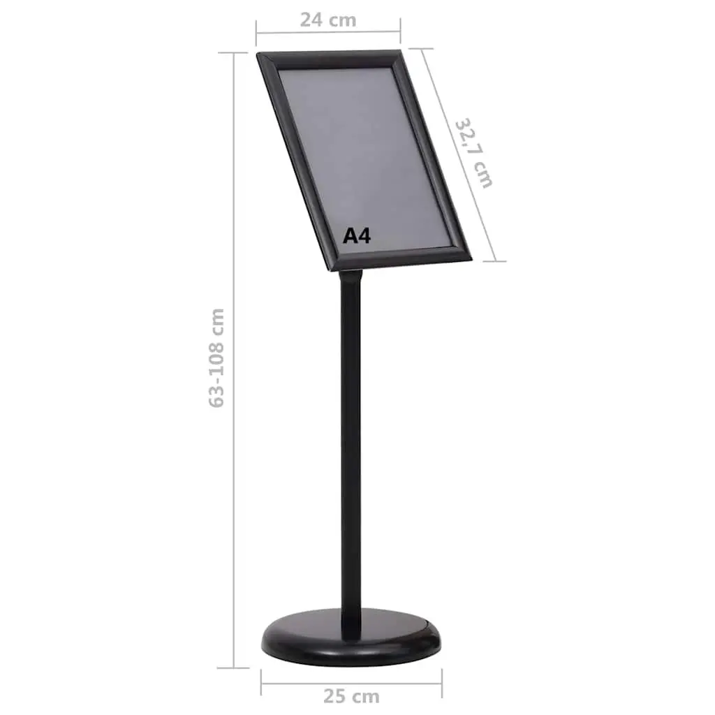 A4 Floor Display Stand Aluminium Alloy Black Pedestal Poster Holder Rotatable Panel