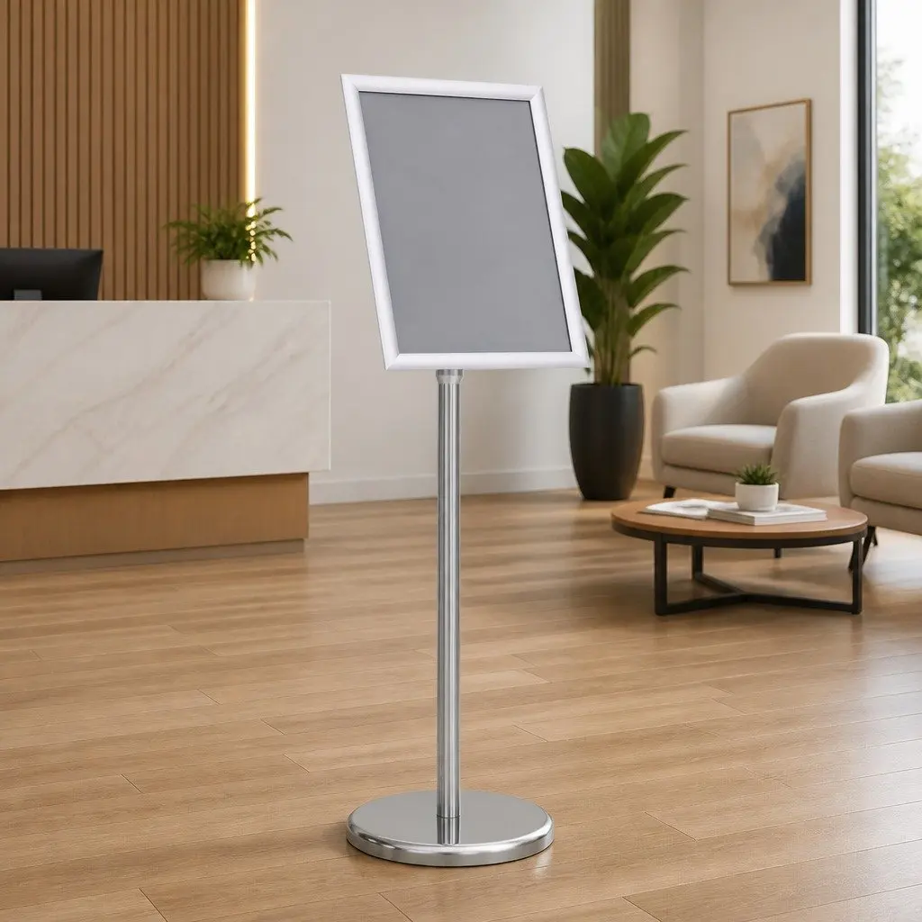 A4 Poster Stand Aluminium Alloy Floor Display Stand Silver
