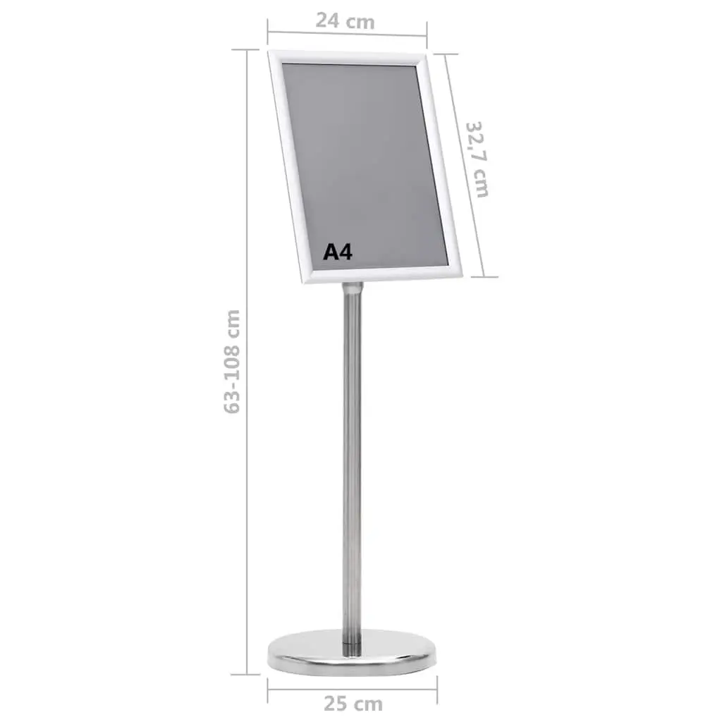 A4 Poster Stand Aluminium Alloy Floor Display Stand Silver