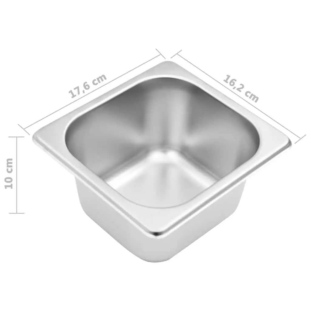 Stainless Steel Gastronorm Container Holder with 5 GN 1/6 Pans for Salad Bar Silver