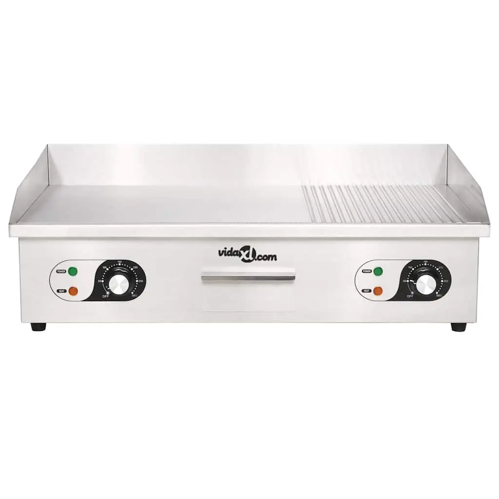 Electric Griddle Stainless Steel 4400W Dual Surface Cooking Appliance Silver