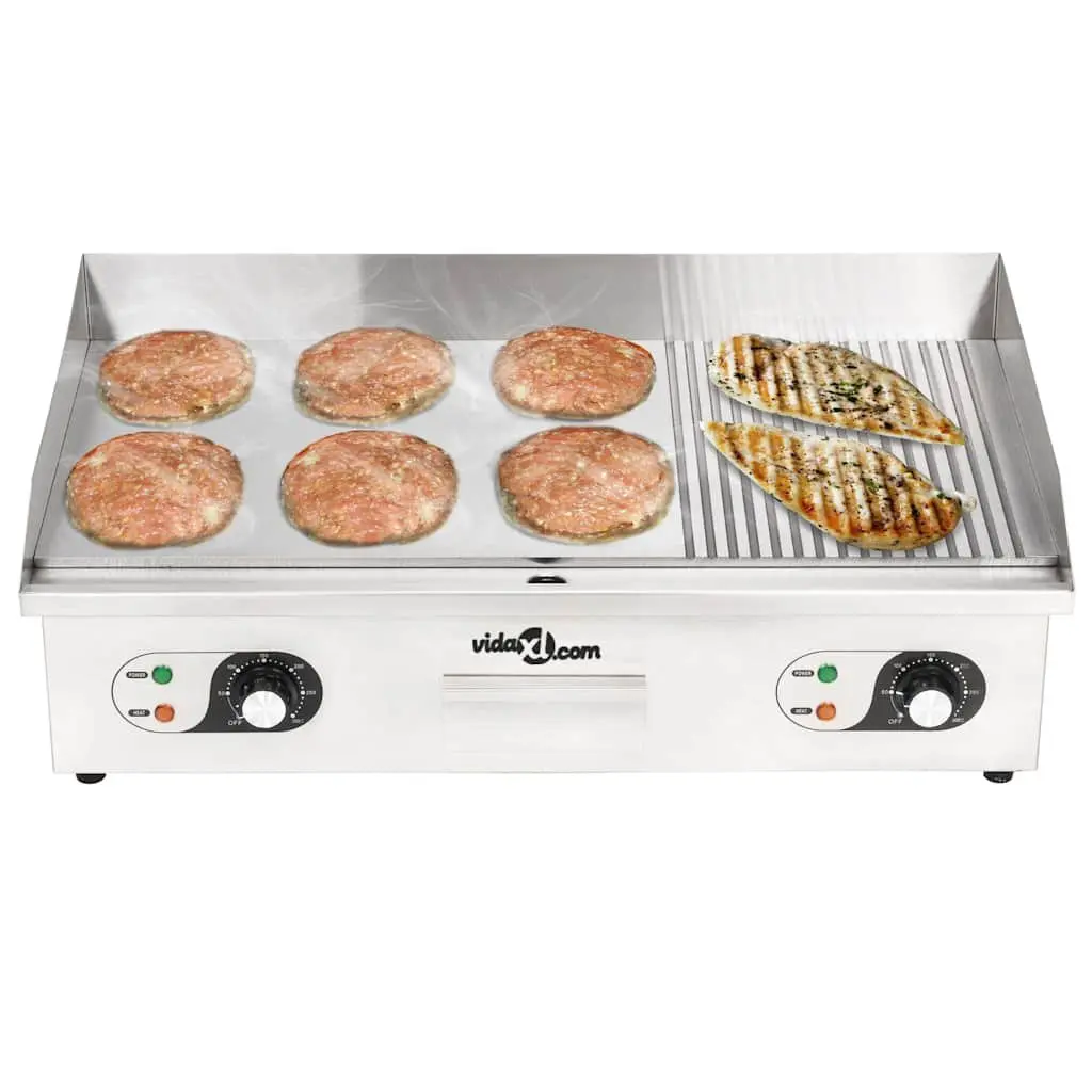 Electric Griddle Stainless Steel 4400W Dual Surface Cooking Appliance Silver