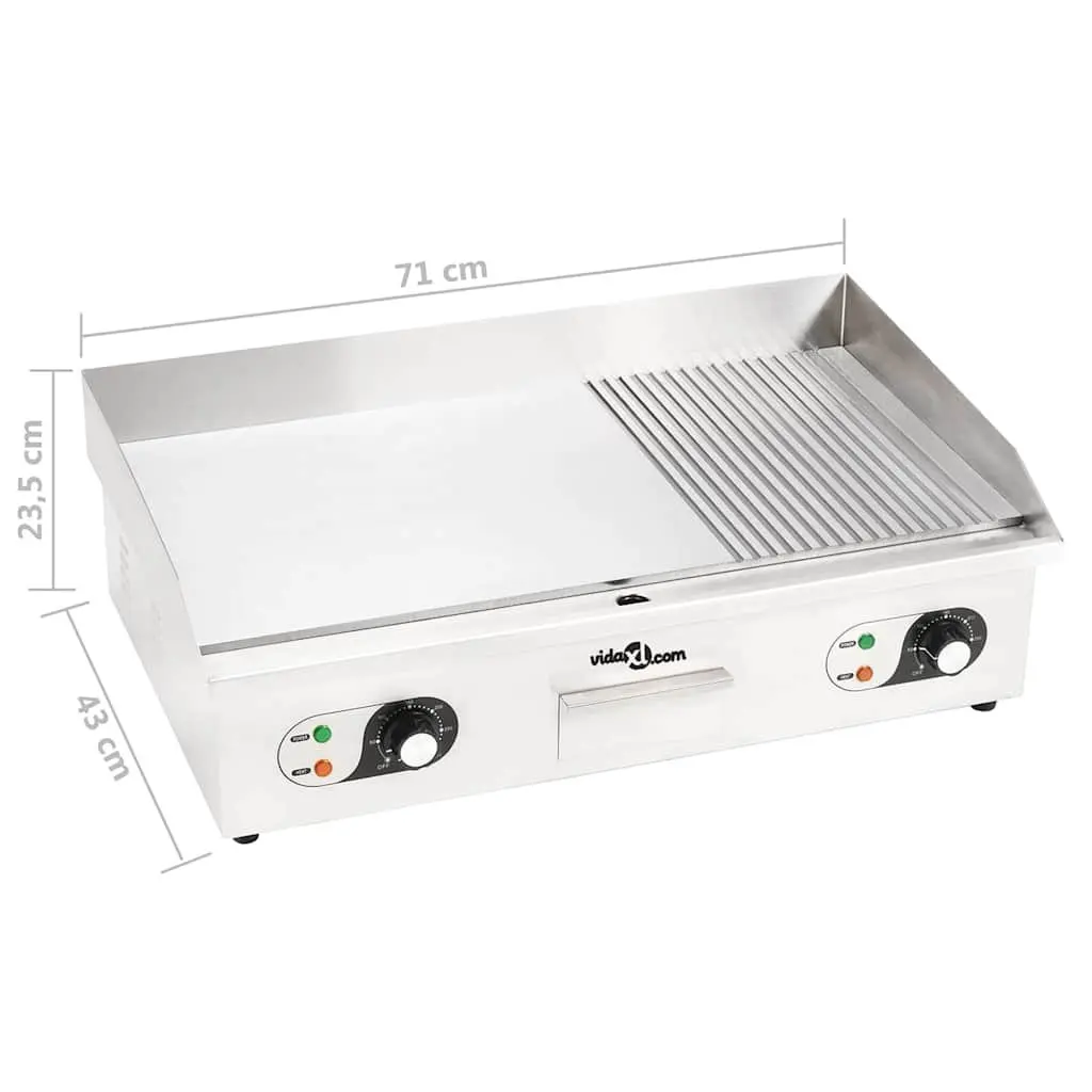 Electric Griddle Stainless Steel 4400W Dual Surface Cooking Appliance Silver