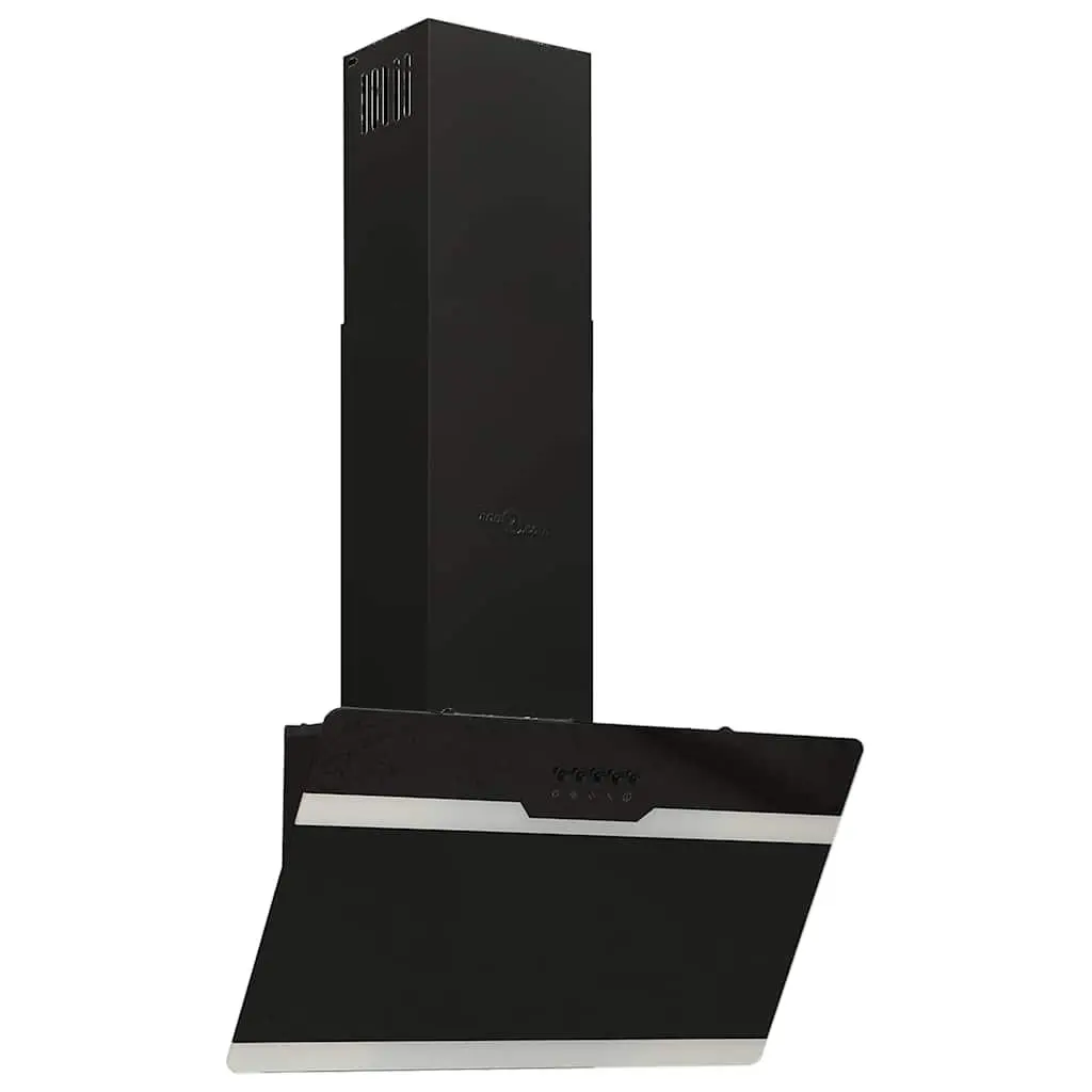 Wall Mounted Range Hood Tempered Glass 60cm Black